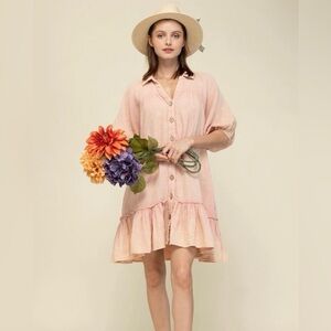 NEWBURY KUSTOM Tunic peplum dress in peach and pink hues